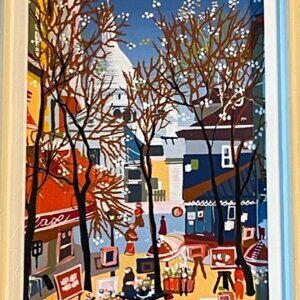 VtgOriginal Miniature oil painting artist signed Samy Paris scene French artist